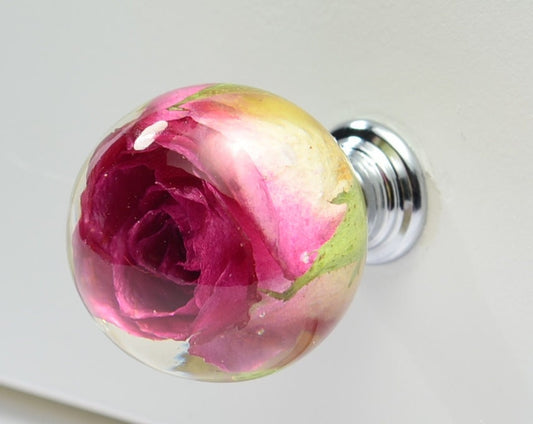 Dark Pink Rose Drawer Knobs Kitchen Cupboard knob Furniture door knob Unique door pulls Handmade cabinet door knob