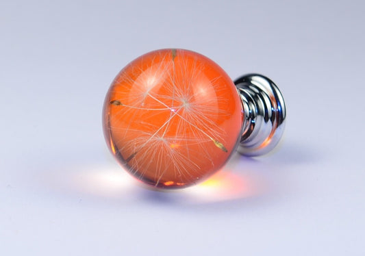 Real Dandelion Seeds Drawer Dresser Furniture Orange Knobs Handmade Gift Knobs