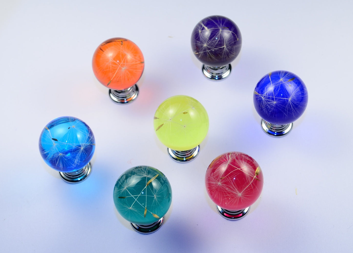 Real Dandelion Seeds Drawer Dresser Furniture Turquoise Knobs, Handmade Gift Door Knobs, Knobs for dresser, Elegant and Stylish Home