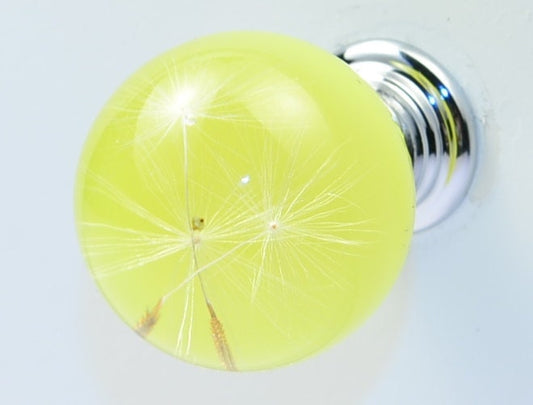 Real Dandelion Seeds Drawer Dresser Furniture Yellow Knobs Handmade Gift Knobs