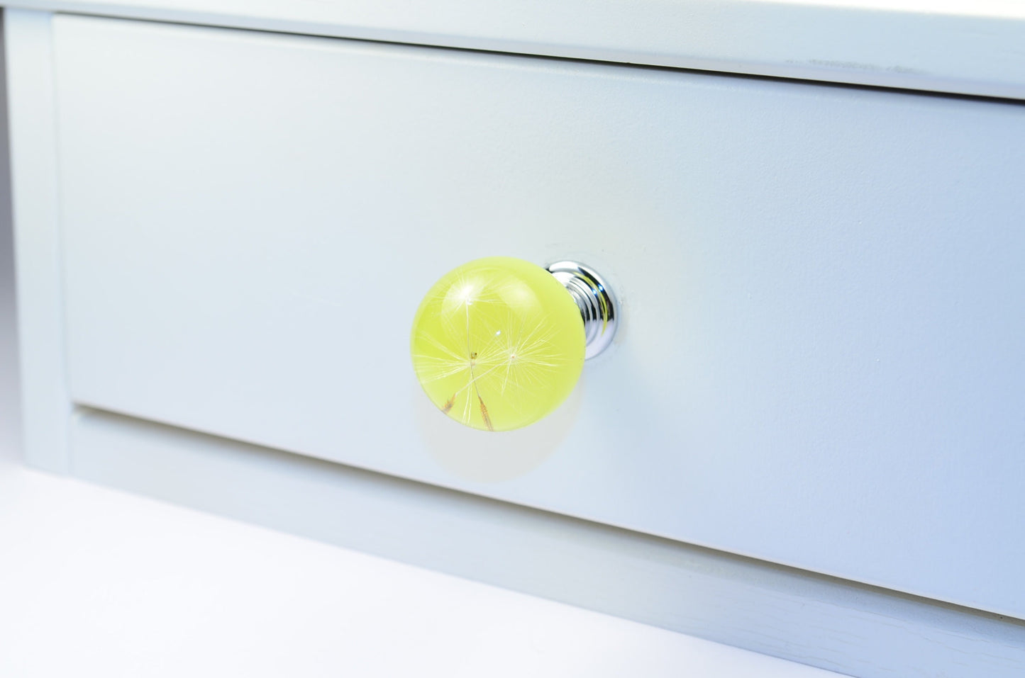 Real Dandelion Seeds Drawer Dresser Furniture Yellow Knobs Handmade Gift Knobs