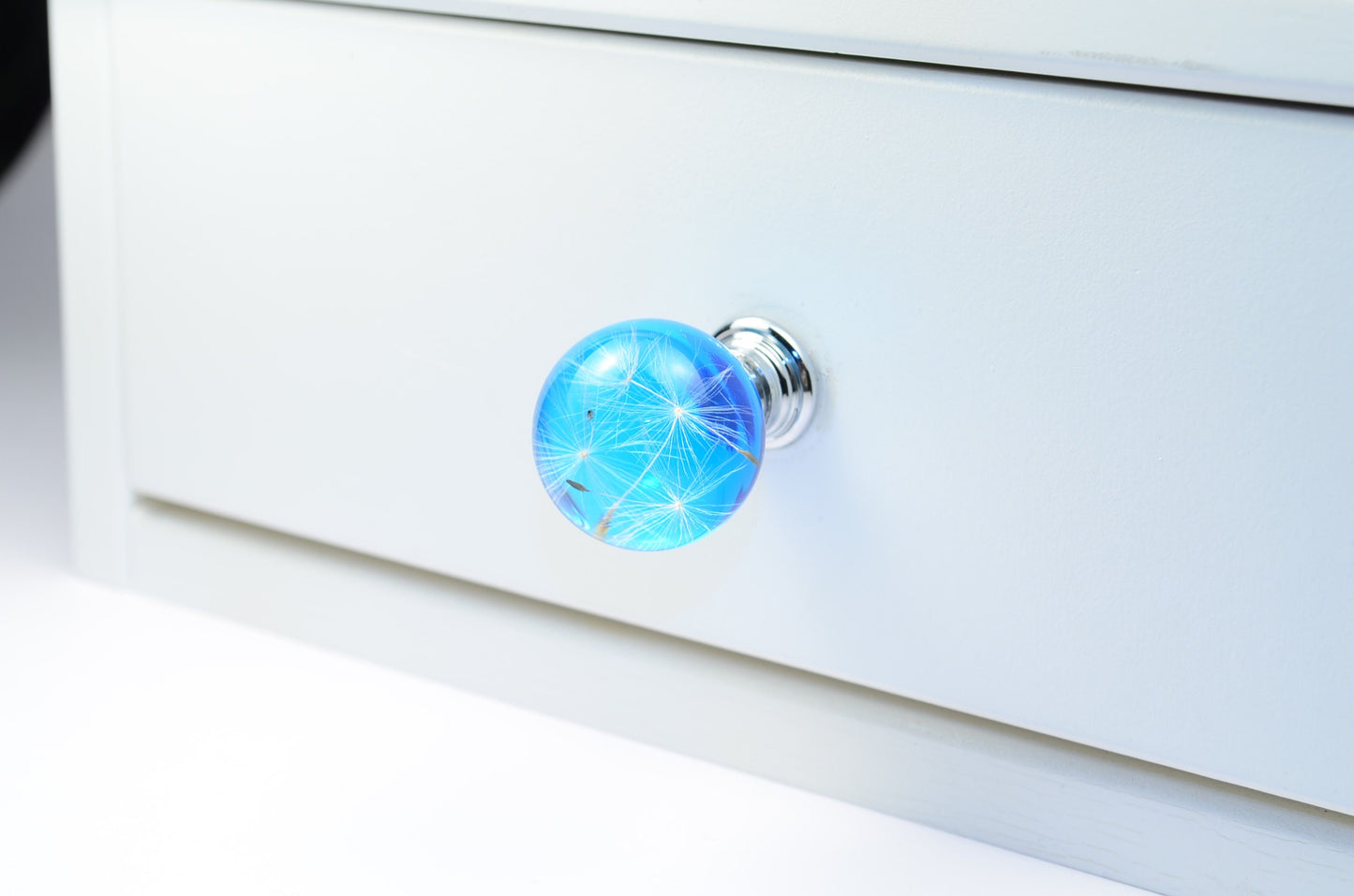 Sky Blue Real Dandelion Seeds Drawer Dresser Furniture Sky blue Knobs Handmade Gift Knobs