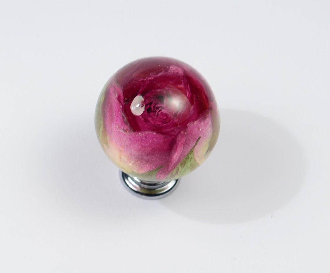 Dark Pink Rose Drawer Knobs Kitchen Cupboard knob Furniture door knob Unique door pulls Handmade cabinet door knob