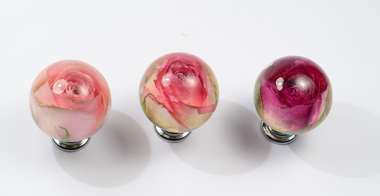 Dark Pink Rose Drawer Knobs Kitchen Cupboard knob Furniture door knob Unique door pulls Handmade cabinet door knob