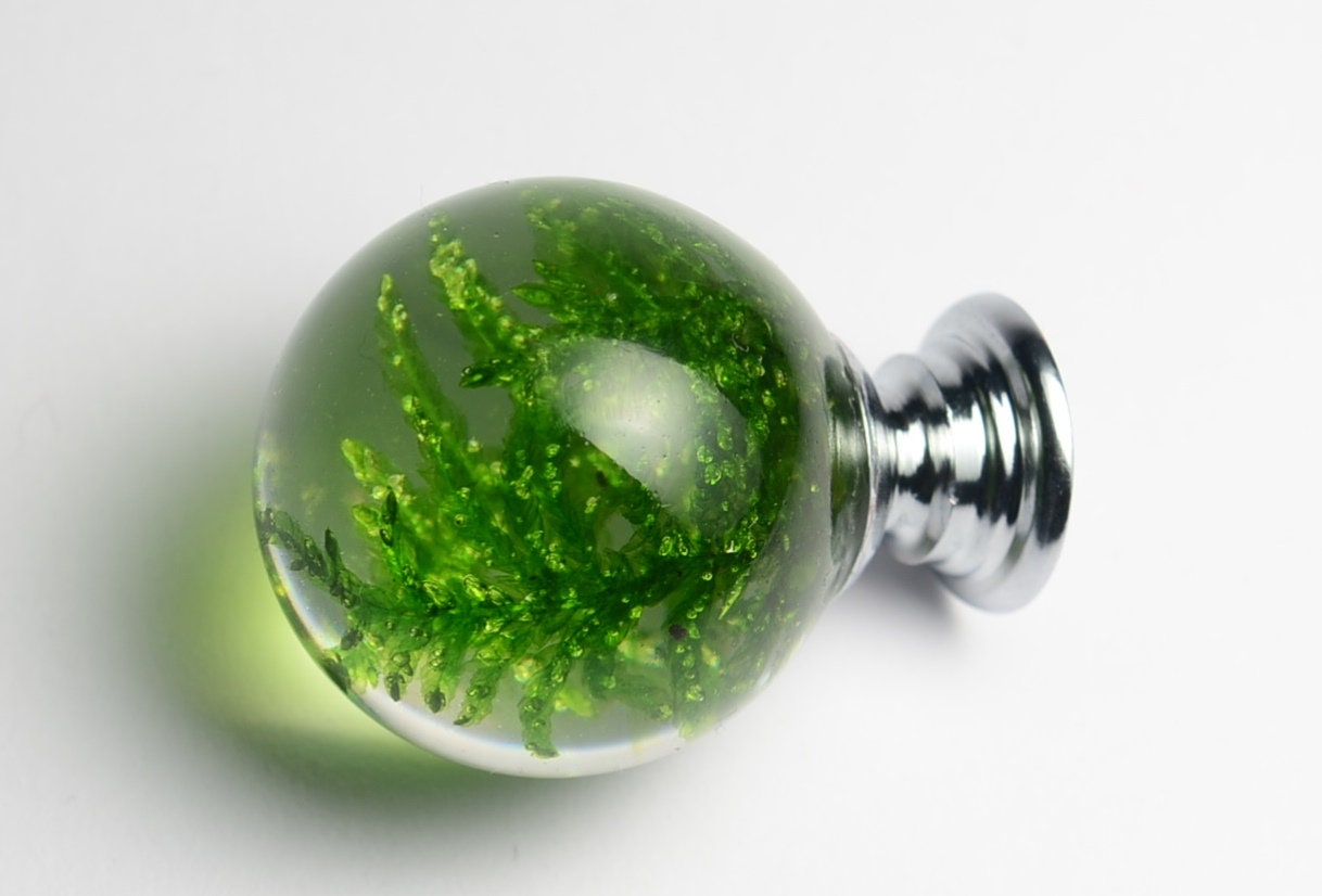 Green Real  Moss Drawer Pulls, Natural Moss Cabinet Knob, Unique knobs and pulls