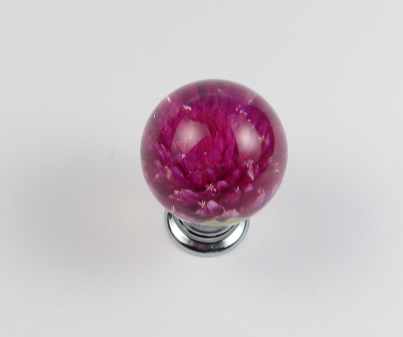 Dark pink  Real flower Resin Furniture Knobs