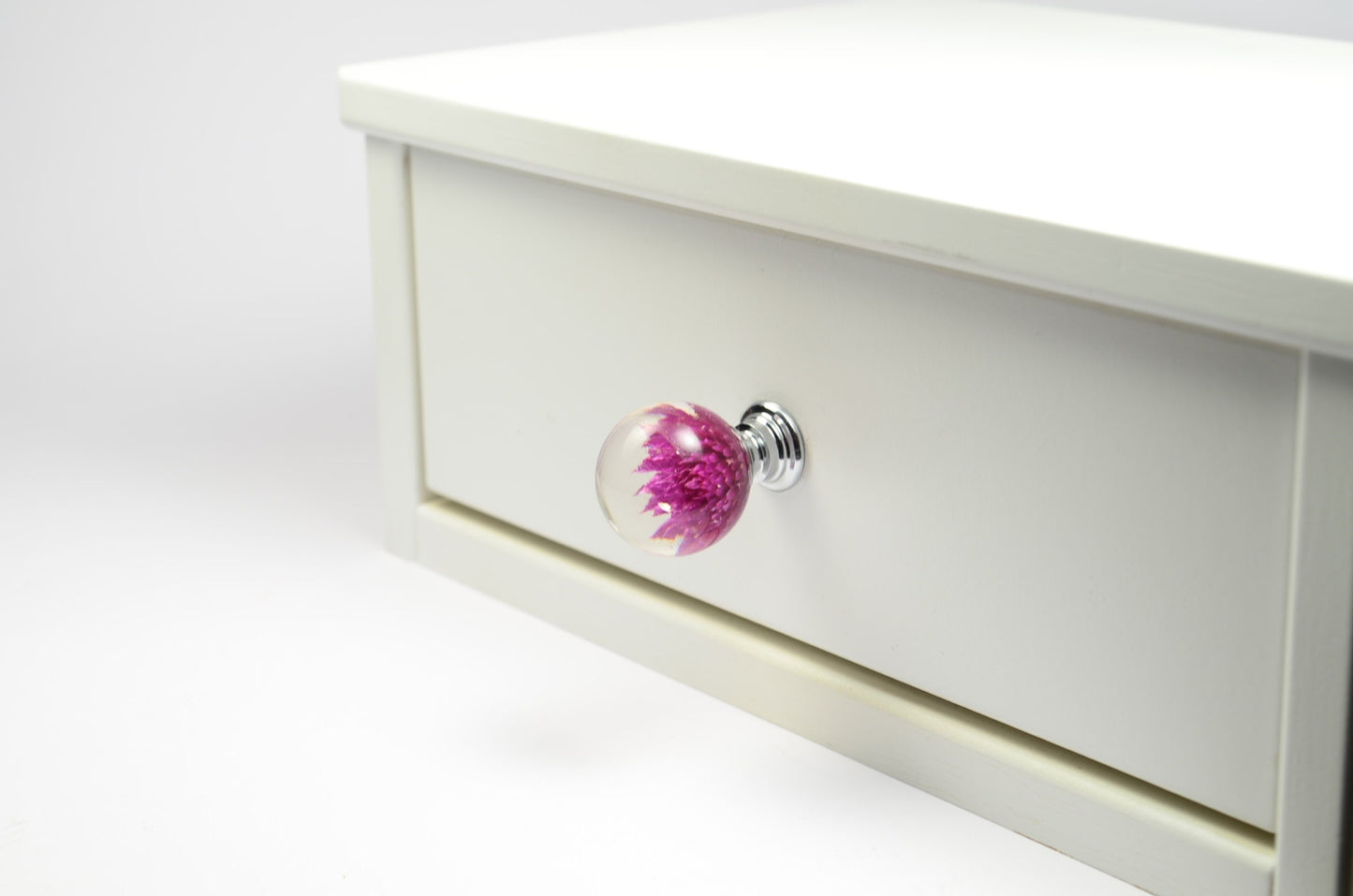 Dark pink  Real flower Resin Furniture Knobs