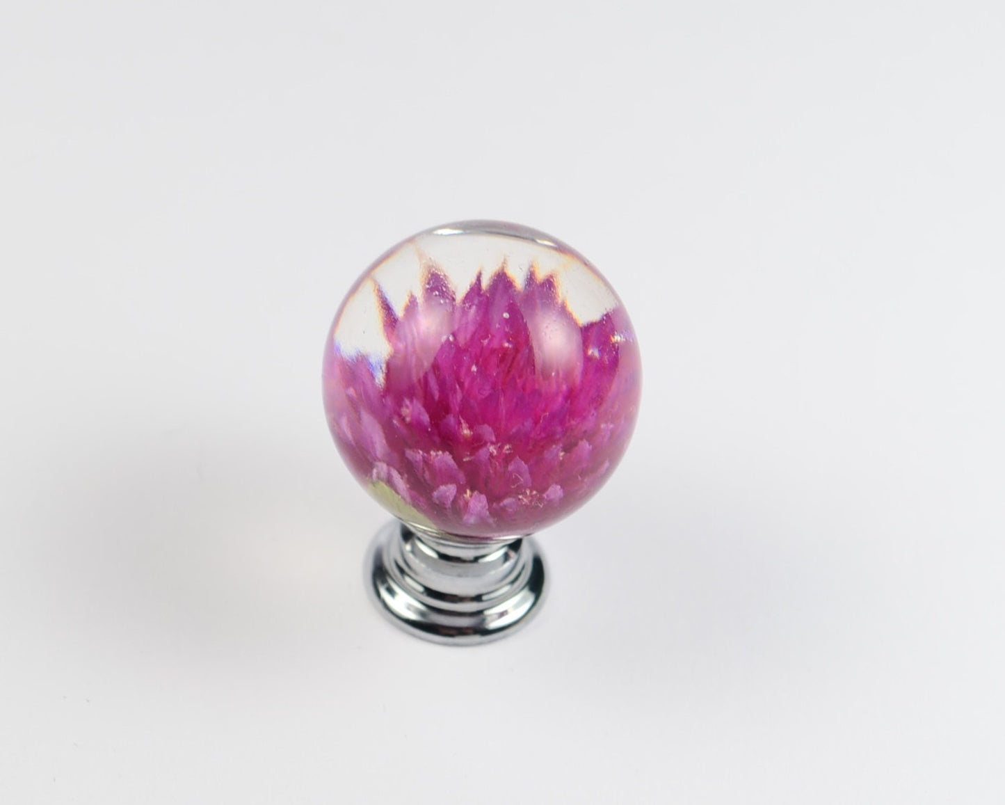 Dark pink  Real flower Resin Furniture Knobs