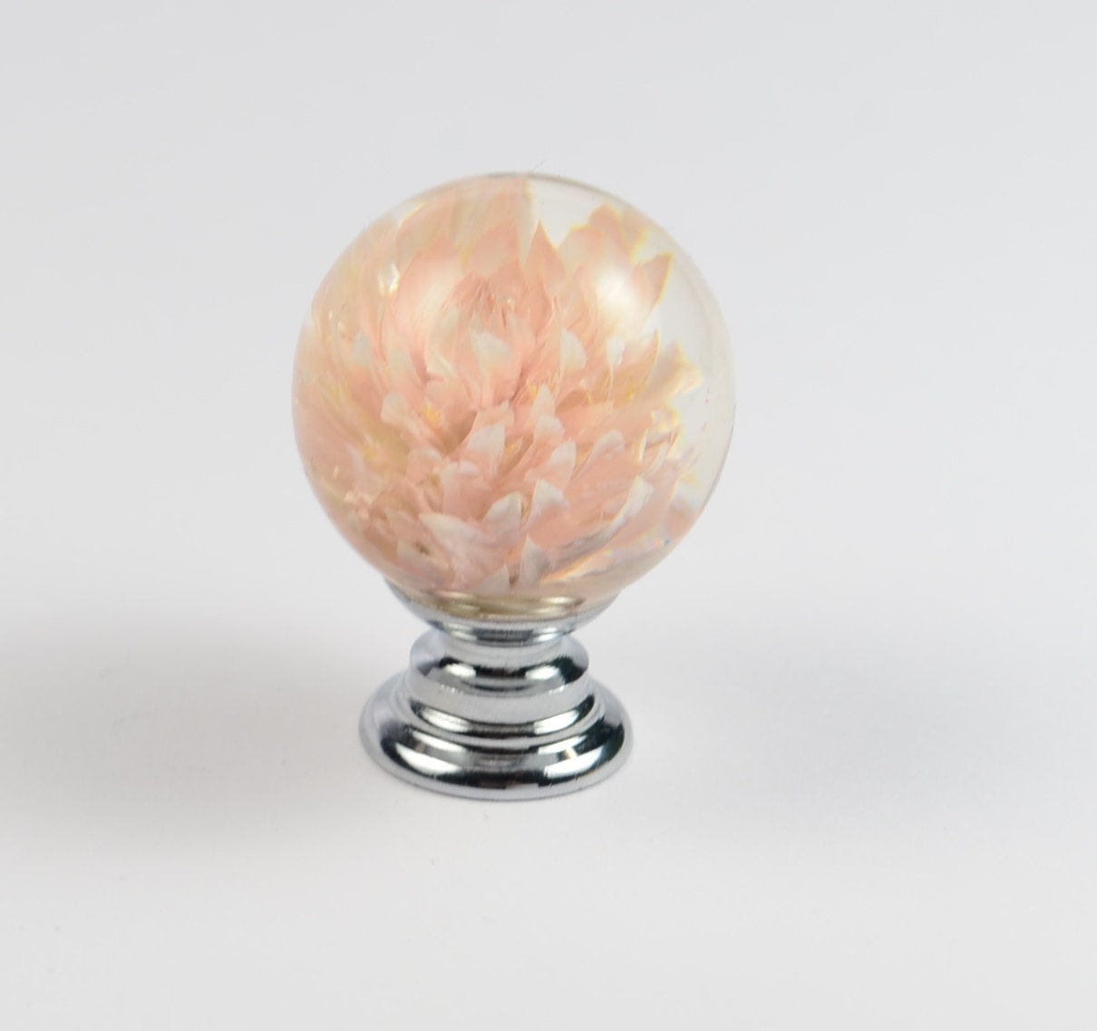 Salmon Real flower Resin Furniture Knobs , Personalized gifts for Her , Kitchen Knobs