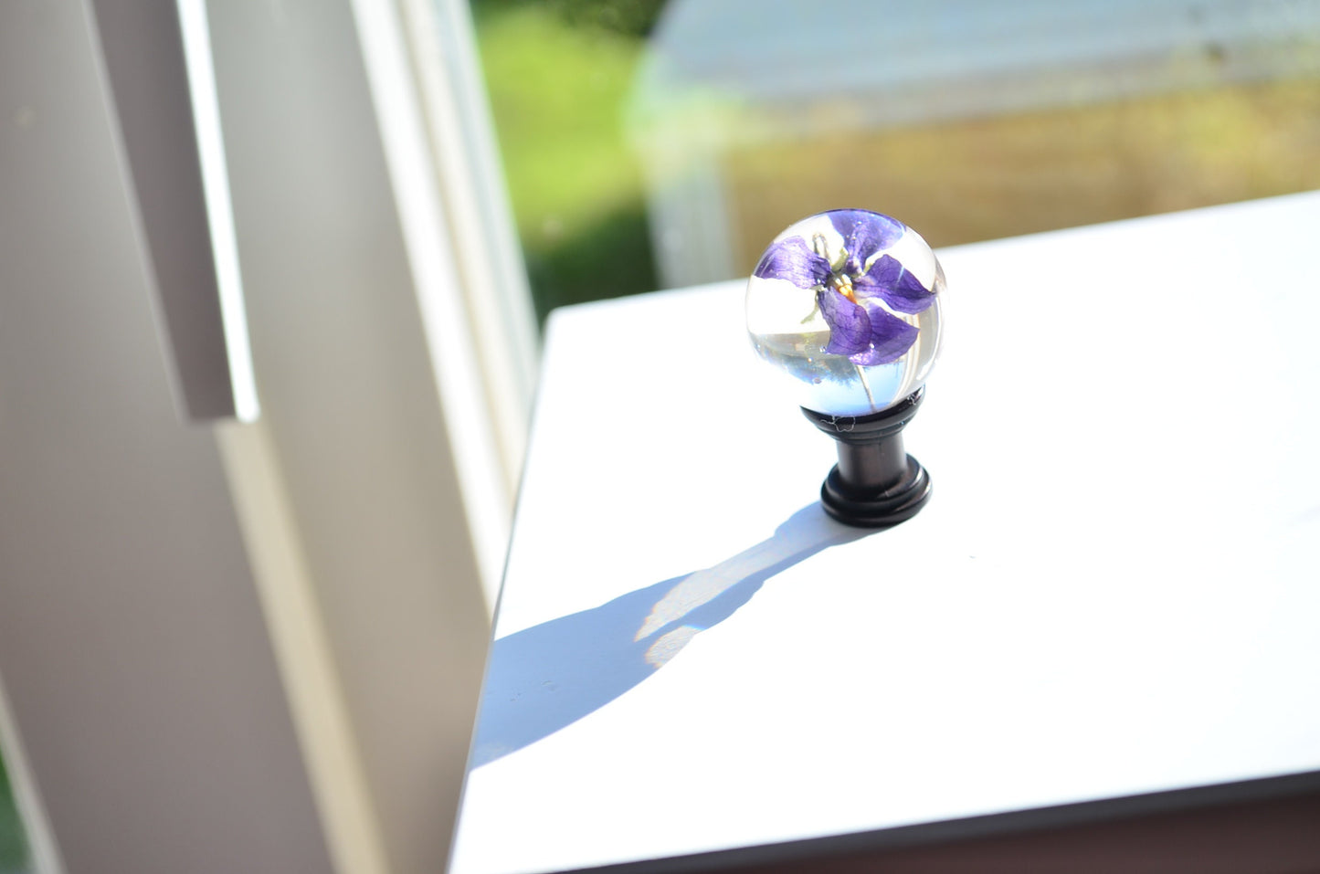 Boho Resin Home Accessories, Violet Real Wildflower knob, Cabinet door knobs, Drawer pulls, Unique gift