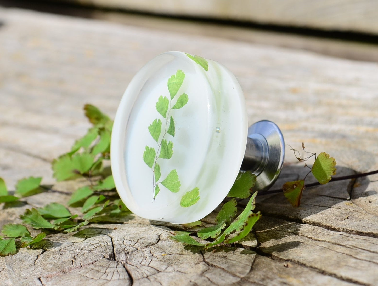 Real green leaves cabinet knobs, Elegant drawer pulls green leaves