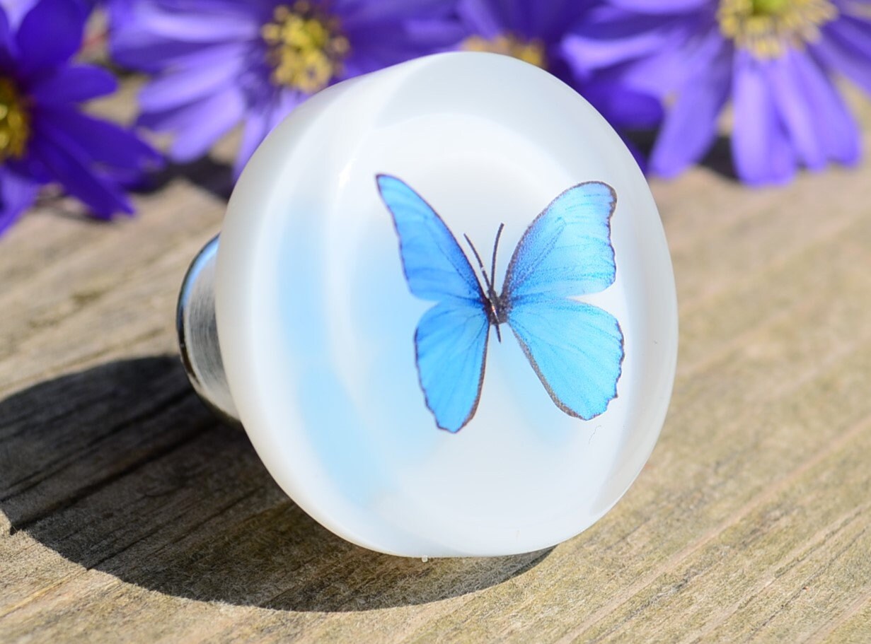 Blue Butterfly cabinet drawer knobs