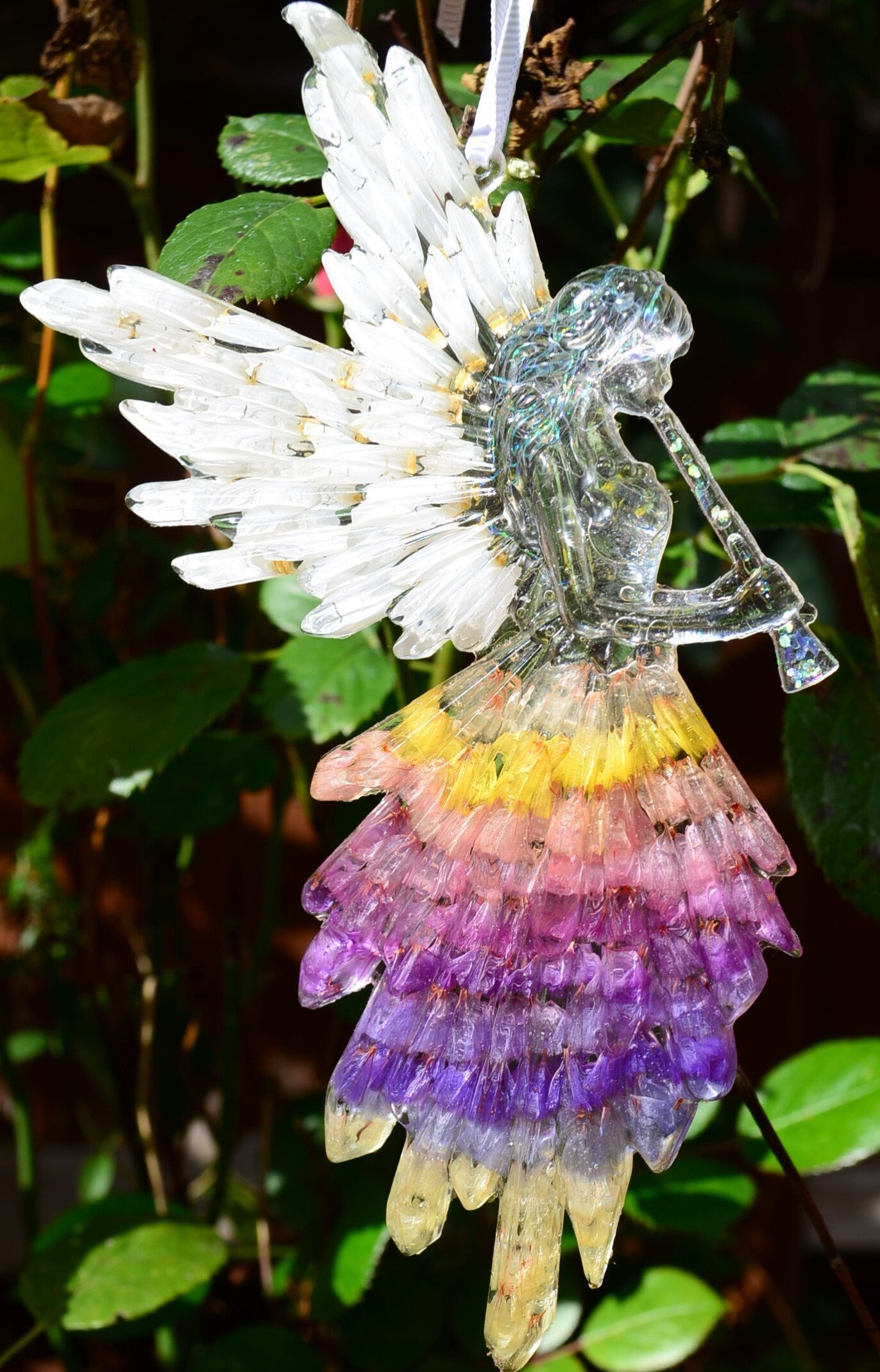 Christmas tree decoration Angel made from natural flower petals