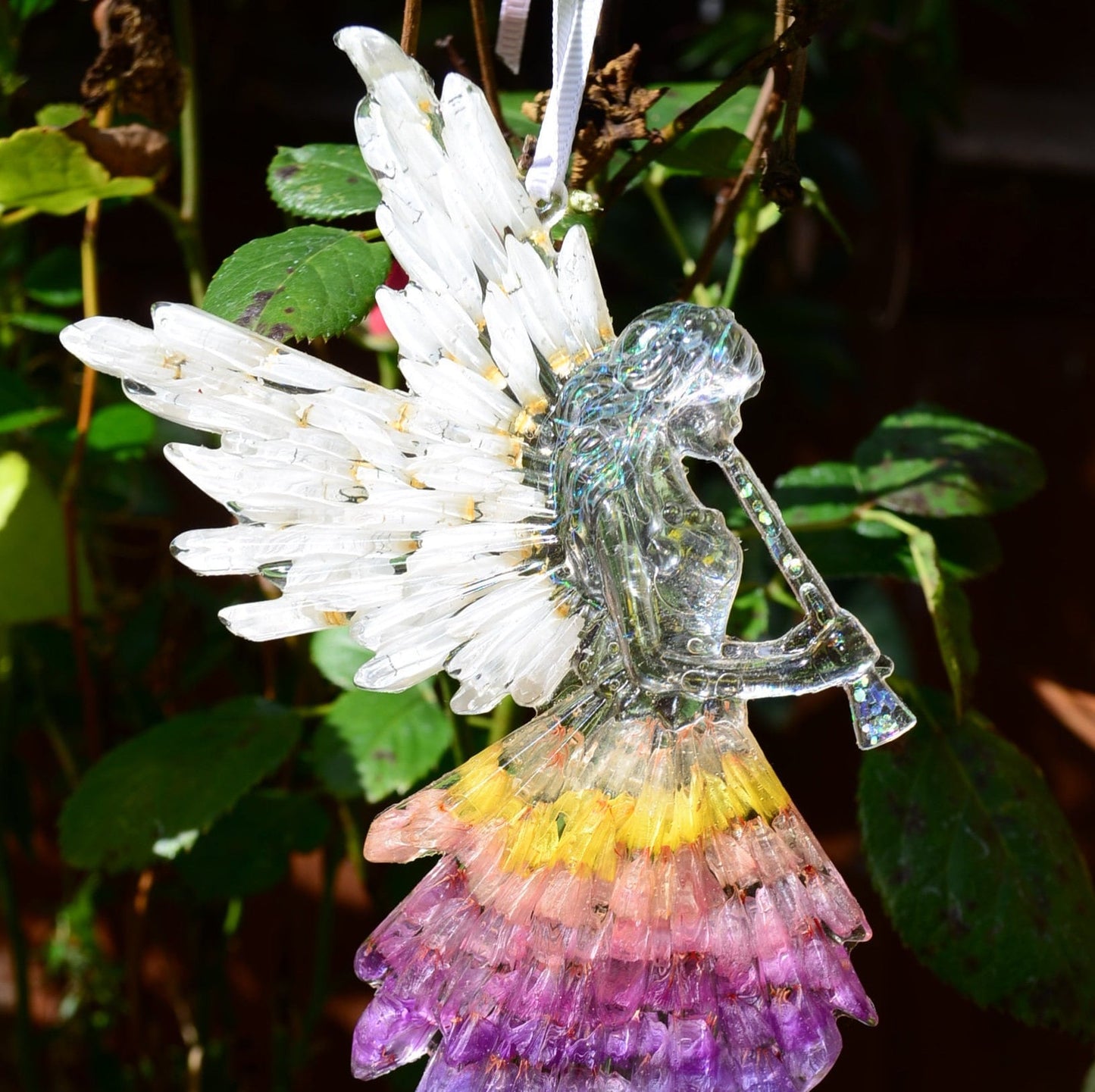 Christmas tree decoration Angel made from natural flower petals